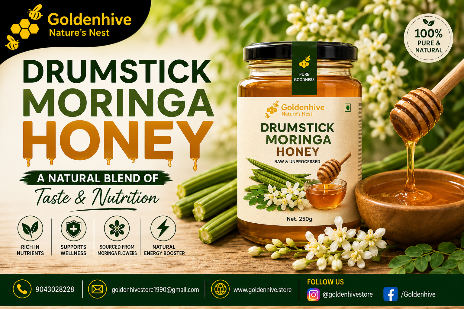Drumstick Moringa Honey: A Natural Blend of Taste & Nutrition – Golden Hive