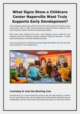What Signs Show a Childcare Center Naperville West Truly Supports Early Development?